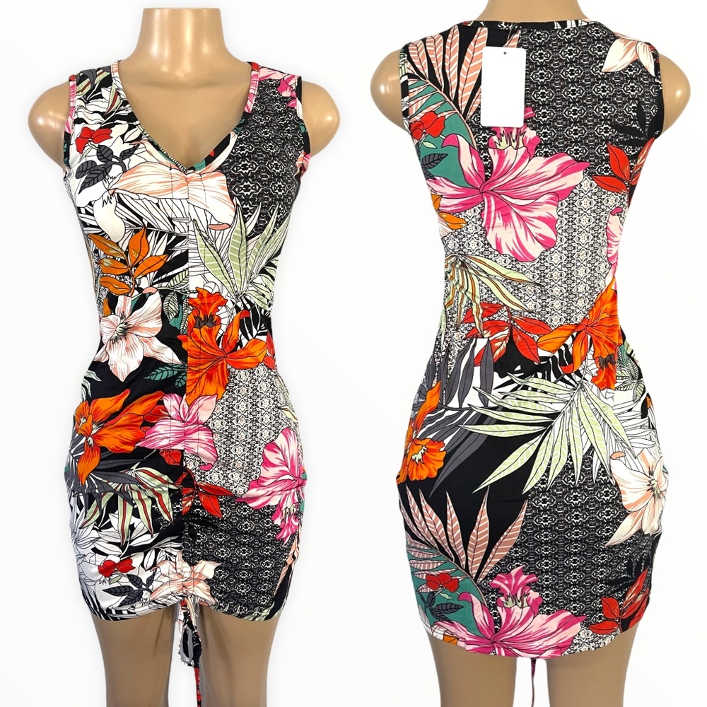 NWT True Size M/L Ruched Tank Dress for Women Stretchy and Comfy Short Dress